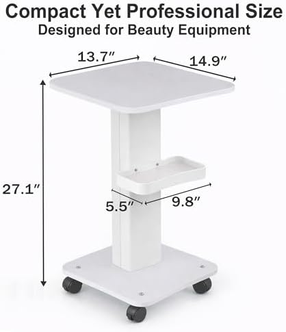 Esthetician Machine Stand with Wheels, Beauty Cart, White - Image 6