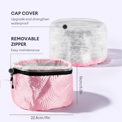 Electric Hair Steamer Cap with Temperature Control, Removable Thermal Hair Care Hat for Home Spa (Pink Type) - Image 4