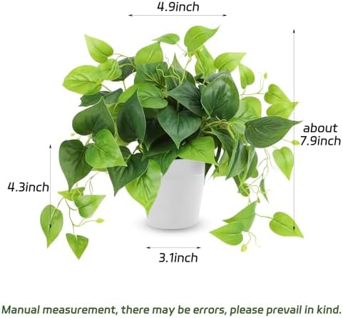 CEWOR Artificial Plants Fake Pothos with Plastic Pot Artificial Potted Plant for Home Office Bedroom Indoor Outdoor Decor 1 Pack - Image 2