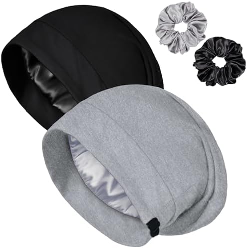 Satin Bonnets for Sleeping Adjustable Silk Lined Bonnet Sleep Cap Hair Wrap by ROYBENS