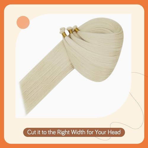 Full Shine Genius Weft Hair Extensions Human Hair Sew In Extensions Color Platinum Blonde Hair Extensions Sew In Remy Hair For Women 20 Inch 25G - Image 5