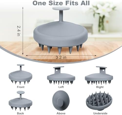 Meartchy Silicone Scalp Massager, Scalp Scrubber for Hair Growth with Soft Bristles, Scalp Exfoliator Brush Dandruff Removal Shampoo Brush for Wet Dry Scalp Care (Grey) - Image 2