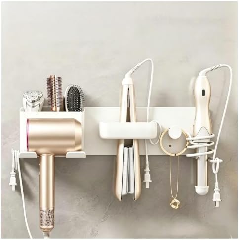 4-in-1 Hair Tool Organizer, Wall Mount Hair Dryer Holder, White by Unknown