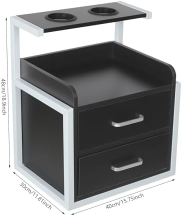 Bepritm Suspended Salon Station, Wall Mounted Salon Cabinet with 2 Drawers & Hair Dryer Stand, Wall Mounted Salon Storage Cabinet for Hair Salon, Bathroom, Bedroom (Black+Silver) - Image 3
