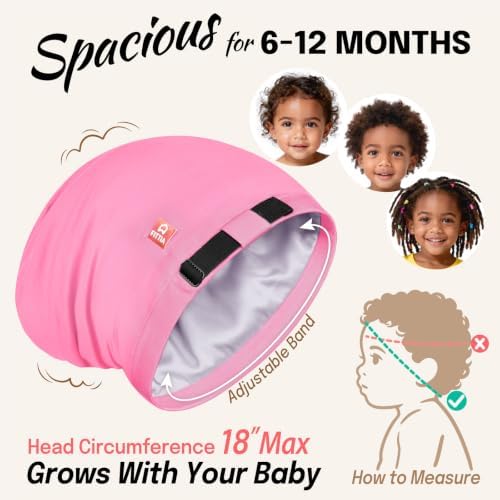 Fittia Baby Bonnet 6-12 Months, Durag Sleep Cap for Girls&Boys, Adjustable - Image 2
