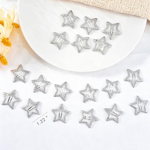 VIBILIA 18 Pcs Star Hair Clips Y2K Non-Slip Snap Hair Accessories,Silver - Image 4