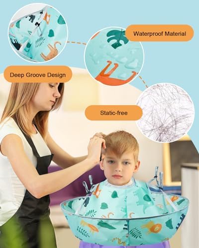 Lictin Haircut Capes Umbrella for Kids - Hair Cutting Haircut Cape Kids Waterproof Foldable Adjustment - Image 4