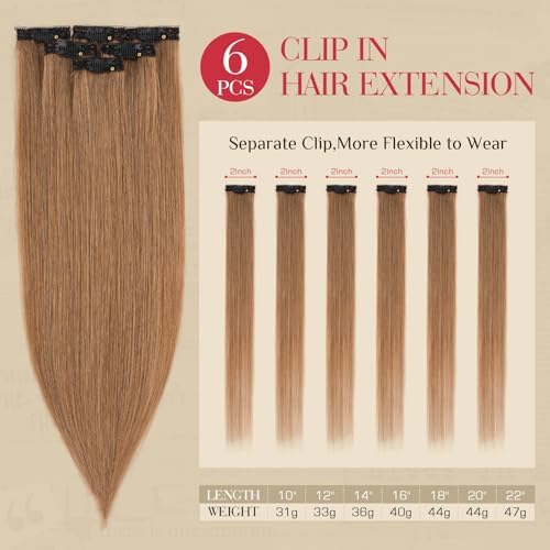 Rich Choices Real Human Hair Clip In Extensions-6 Pcs Single Clip Design-100% Remy Hairs Invisible Clip in Extensions for Thin Short Hair-Seamless Hairpieces for Women/Men-10 Inches #6 Light Brown - Image 2
