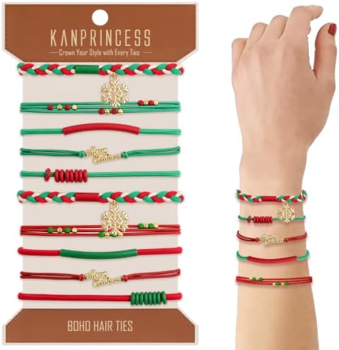 KANPRINCESS 10pcs Christmas Boho Hair Ties - 5 Styles - Image 2