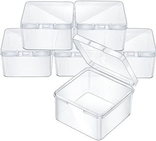 Jetec 6 Pieces Small Clear Plastic Storage Box, 2.5 x 2.5 x 1.6 Inch by Jetec