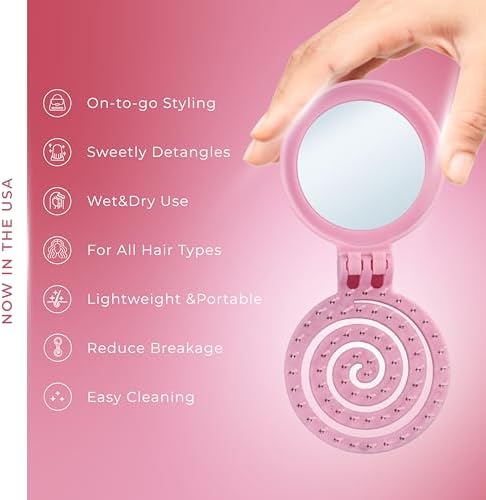 Mini Detangler Travel Hair Brush with Mirror, Makaron Hair Brushes for Women, Men and Kids, Unique 3D Flexible Design for All Hair Types, Styling Accessory, Travel Essentials for Women (LILAC) - Image 3