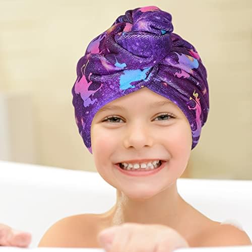 Basumee Microfiber Hair Towel Wrap for Kids Girls, Ultra Absorbent, 2 Pack - Image 5