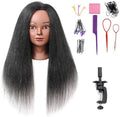 Mannequin Head with 100% Real Hair, 18" Cosmetology Mannequin Manikin Training Practice Doll Head for Hairdresser Braiding Hair Styling Hairdressing with Clamp Holder- Black by Armmu