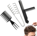3pcs Texture Comb Voluminous Fluffy Texture Styling Hair Comb Plastic Wide Fine-Toothed Dual-Purpose Barber Anti-Frizz Hairbrush Apparatus Tool with Grip for Men Lift Roots Fringe Parting by Unknown