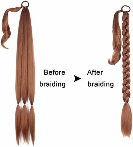 34'' Ponytail Extension with Hair Tie Straight Wrap Around Hair Extensions - Image 4