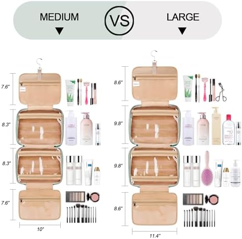COOSKY Travel Hanging Toiletry Bag for Women, Cruise Ship Essentials, with Jewelry Organizer, Extra Large Makeup Dopp Kit, Waterproof Cosmetic Bags, Toiletries Kit Set with Trolley Belt, Green - Image 3