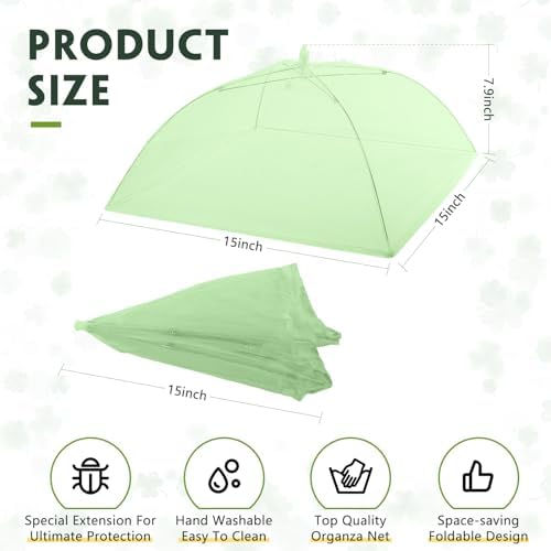 Sawysine 4 Pack Mesh Plant Cover Dome Tent Protector,15 X 15 Inch,Green - Image 2