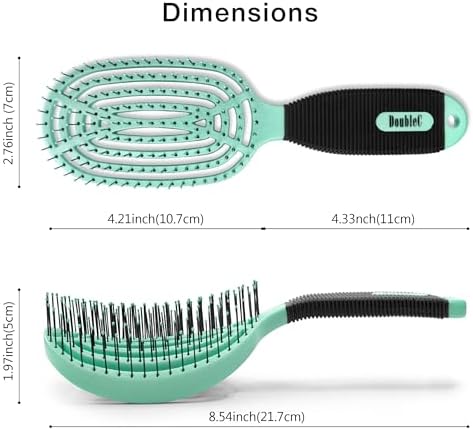 NuWay® DoubleC® Scalp Care Hair Brush – Patented Double Curve Design for Scalp Massage, Vented Blow-Dry Styling, Wet & Dry Hair, All Hair Types (Mint Green) - Image 3
