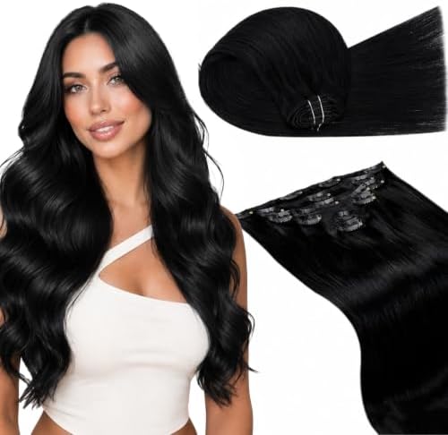 LaaVoo Clip On Extensions Human Hair, For Quick Volume, 20 Inch by LaaVoo