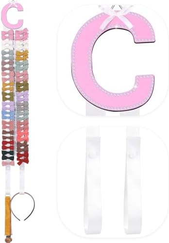 POVETIRE Letter Bow Holder Hair Bow Organizer, Ribbon Hair Clips Storage Hair Bows Hanging Baby Headband Holder Hair Accessories Organizer Display Decors Baby Nursery Toddler Girls Room-C by POVETIRE