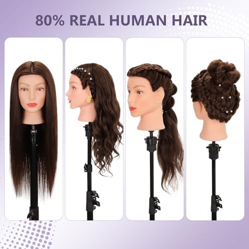 Mannequin Head 80% Human Hair 26-28" #4 for Braiding & Cosmetology - Image 4