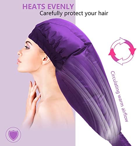 Hair Dryer Bonnet - Upgraded Hooded Hair Dryer with Adjustable Extra Large Hood for Easy Styling, Curling and Deep Conditioning, Includes Free Carrying Case for Portable Hair Drye Cap(Purple) - Image 3