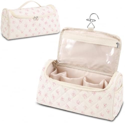 GISMTR Quilted Hair Tools Travel Case, Cotton Portable Storage Bag with Hanging Hook for Hair Curler Accessories, Cute Dustproof Travel Organizer by GISMTR