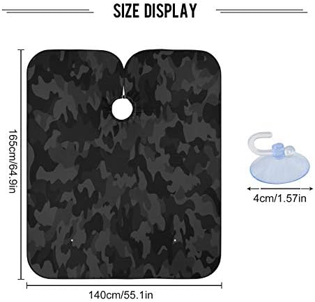 Blueangle Black Camouflage Barber Cape for Men Hair Cutting - Waterproof Salon Hairdressing Cape, 65" x 55" - Image 3
