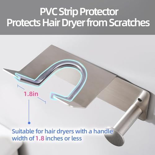 Hair Dryer Holder, Hair Dryer Holder Wall Mounted, Self Adhesive Blow Dryer Holder, Stainless Steel Dyson Hair Dryer Holder, Hairdryer Holder for Bathroom BANJEKT - Image 3