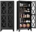 COFaR Metal Kitchen Cabinet, Pantry Storage Cabinets, 71" Tall Black ﻿ by COFAR