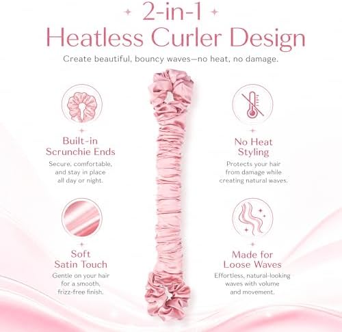Luckybear Overnight Heatless Hair Curler with Built-In Scrunchies, Pink - Image 2