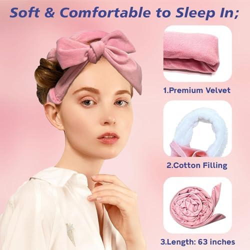 Heatless Curls Overnight, Heatless Hair Curlers to Sleep in, Pink - Image 6