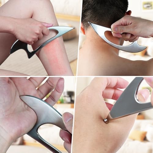 Stainless Steel Guasha Scraping Massage Tool for Soft Tissue Therapy, Ideal for Back, Legs, Arms, Neck, Shoulder Relief (Moon Shape) - Image 3
