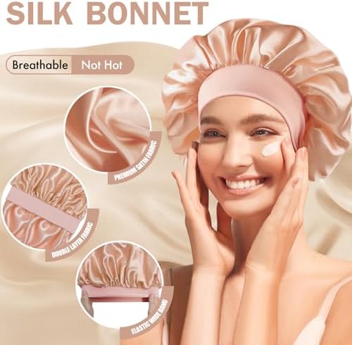 Satin Silk Bonnet for Hair, Double Layer Sleep Cap for Men & Women - Image 3