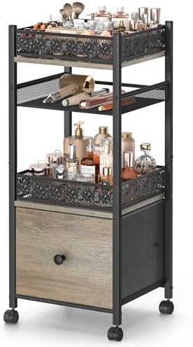Makeup Organizer, Large Skincare Organizers, Make Up Organizers for Vanity, Makeup Storage Cosmetic Organizer with Drawer, Bathroom Vanity Organizer Makeup Holder Cart for Skin Care Hair Tool Beauty by SOLIMINTR