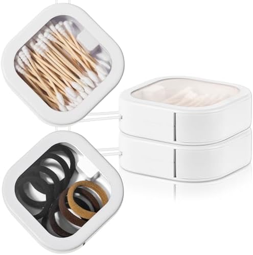 Kathfly 2 Pack Hair Tie Organizer Portable Hairband Holder Portable Hair Accessories Organizer Hanging Storage Container for Cotton Swab Bobby Pin Small Items on Desktop(White) by Kathfly