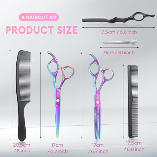 JASON Hair Cutting Scissors Set - 6" Professional Haircut Shears Rainbow - Image 5