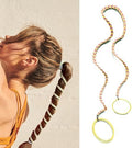 Thick Hair Ties for Women, 25" Elastic No Tangle Spiral Hair Ties Damage-Free Pony Tail Holders Wrap for Thick Long Hair Motorcycle Hair Accessories for Sports- Bike Riding Swim Skiing-Yellow/Pink by Unknown