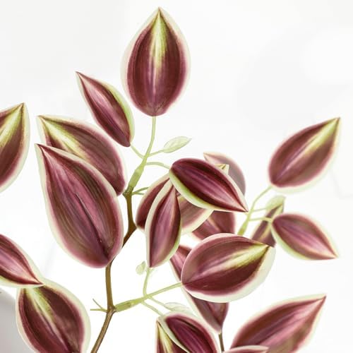Briful Faux Plants Indoor Fake Potted Silk Plants Artificial Watermelon Peperomia Draping Plant for Home Office Room Kitchen Shelf Cabinet Tabletop Decoration(Dark Red - 1 Pack) - Image 3