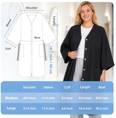 Salon Client Gown Capes, Hair Stylist Smock with 2 Pockets, Black - Image 2