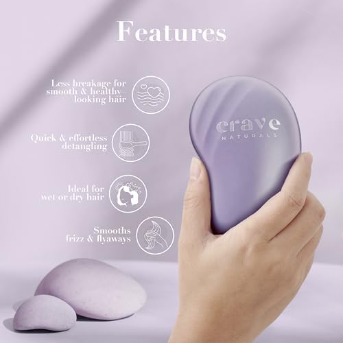 Crave Naturals Mini Detangler Hair Brush Purple – Glide Thru Hair Detangler Brush for Women, Kids & Toddlers – Gentle Scalp Care, No-Pain Tangle-Free Hairbrush for All Hair Types, Travel Hair Brush - Image 6