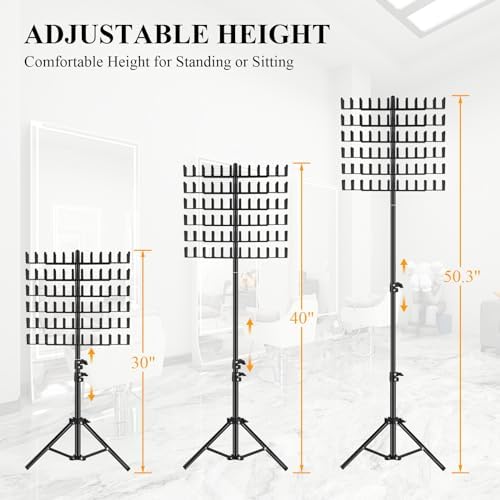 JANMPASK Braiding Hair Rack Height Adjustable 144 Pegs Braiding Rack Hair Extension Holder with Hair Braiding Tools Hair Divider Rack for Braiding Hair Separator Stand (black) - Image 3
