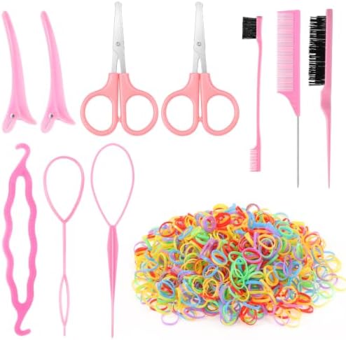 1000 Pcs Elastic Hair Bands with 10 Tools, Colorful Small Ties for Kids by BESARME