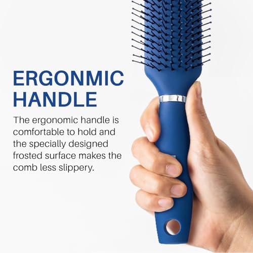 RHOS Hair Brush for Men - Detangler and Styling Brush with Nylon Bristles for Wet and Dry Hair, Massage Function, Suitable for Bangs, Thin, Short, and Thick Hair (1 Pack - Blue) - Image 2
