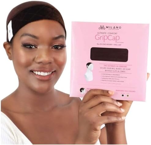 Milano Collection GripCap All in One WiGrip Comfort Band & Wig Cap in Brown by MILANOCOLLECTION