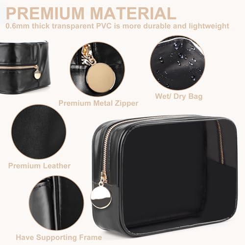 YOPCDJ 4PCS Clear Makeup Bag Set, Waterproof TPU Purse Organizer Pouches, TSA Approved Toiletry Bag, Diaper Bag Organizer Pouch, Travel Organizer Bags for Women and Kids - Image 3