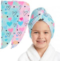 Basumee Microfiber Hair Towel Wrap for Kids Girls, Ultra Absorbent, 2 Pack by Basumee
