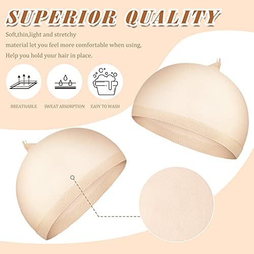 Waydress 400 Pcs Wig Caps Nylon Stocking Caps Elastic Stretchy,Beige - Image 3