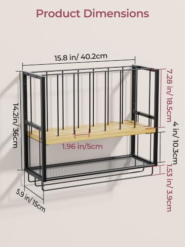 4-Tier Hair Color Organizer Wall Mounted, Metal Wood Hair Dye Rack, Black - Image 5