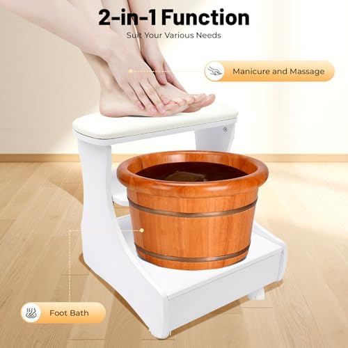 Pedicure Foot Rest Trolley with Wheels and Drawer - Image 3
